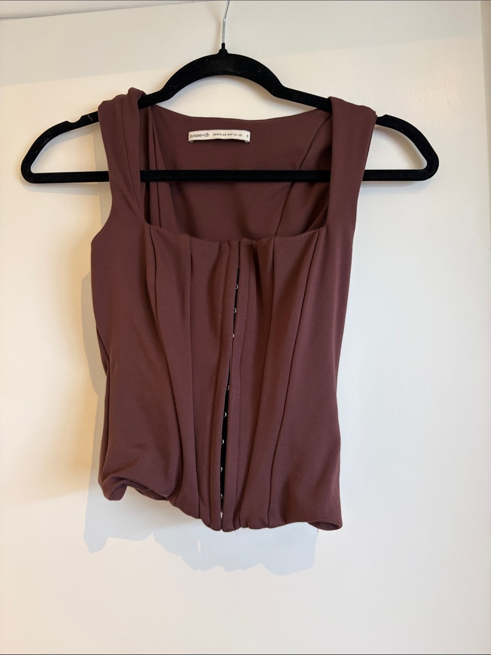 Brown house of CB Sleeveless Hook-and-Eye Top